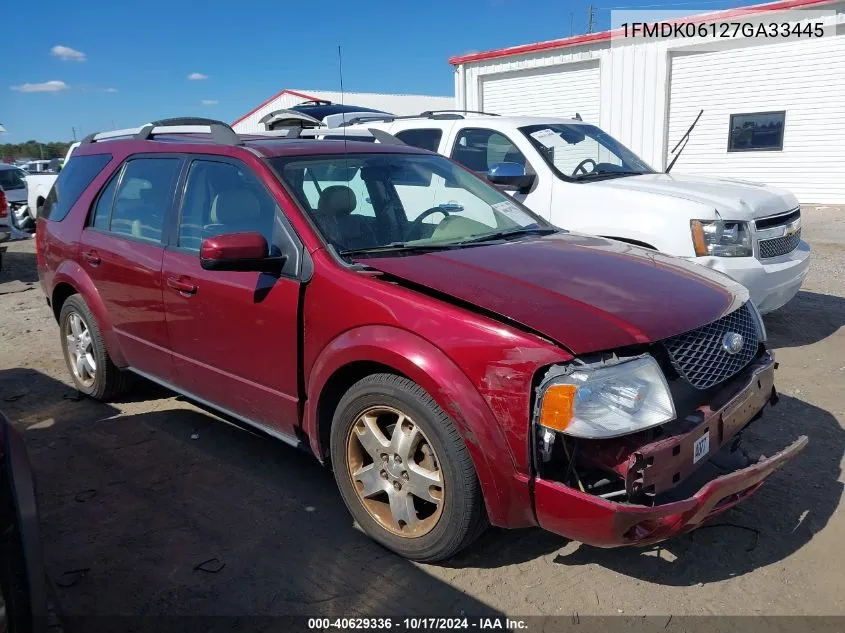 2007 Ford Freestyle Limited VIN: 1FMDK06127GA33445 Lot: 40629336