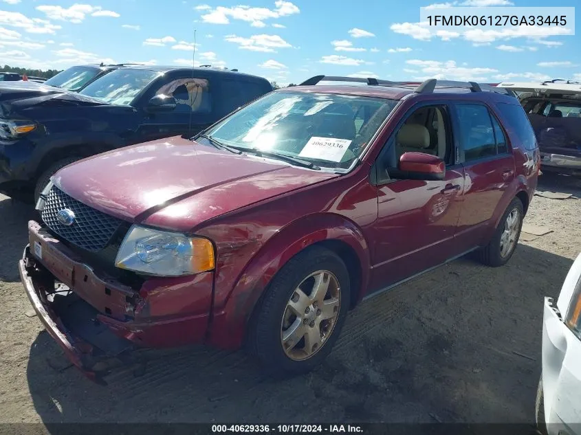 2007 Ford Freestyle Limited VIN: 1FMDK06127GA33445 Lot: 40629336