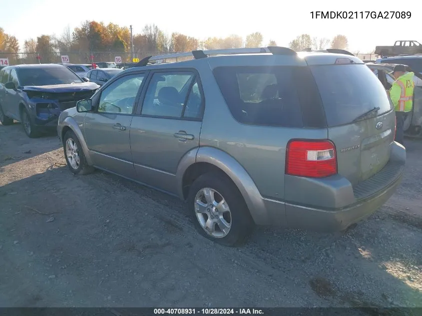 2007 Ford Freestyle Sel VIN: 1FMDK02117GA27089 Lot: 40708931