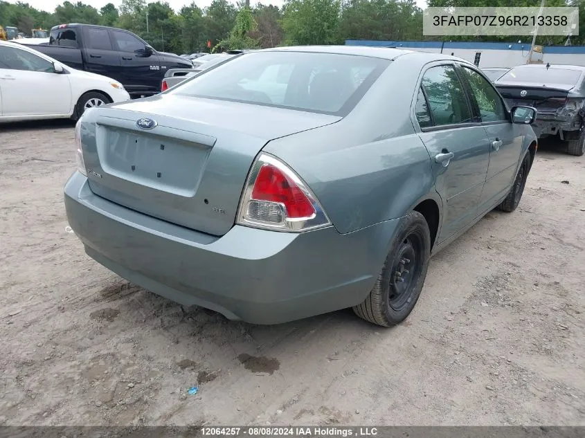 2006 Ford Fusion VIN: 3FAFP07Z96R213358 Lot: 12064257