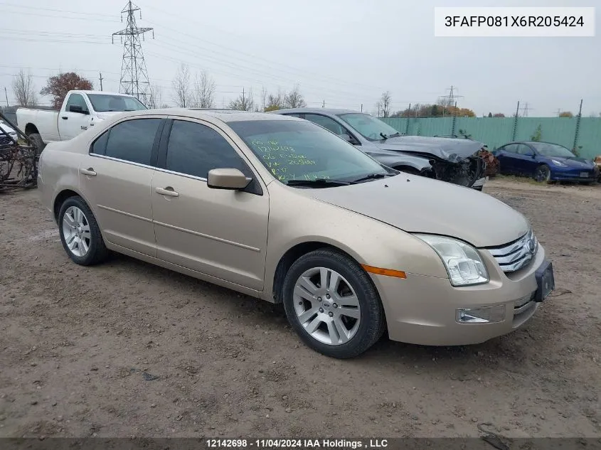 2006 Ford Fusion VIN: 3FAFP081X6R205424 Lot: 12142698