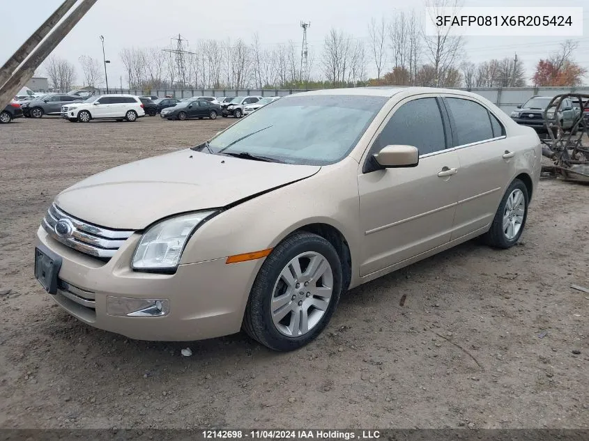 2006 Ford Fusion VIN: 3FAFP081X6R205424 Lot: 12142698