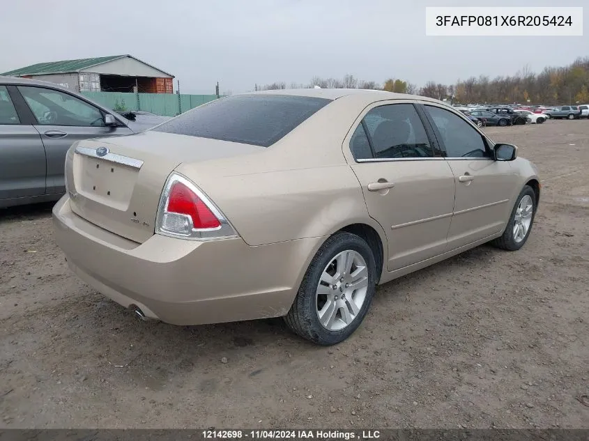 2006 Ford Fusion VIN: 3FAFP081X6R205424 Lot: 12142698