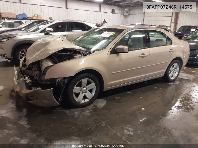 2006 Ford Fusion Se VIN: 3FAFP07Z46R114575 Lot: 39871068