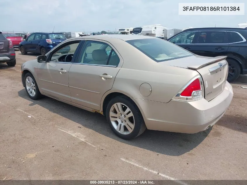 2006 Ford Fusion Sel VIN: 3FAFP08186R101384 Lot: 39935213