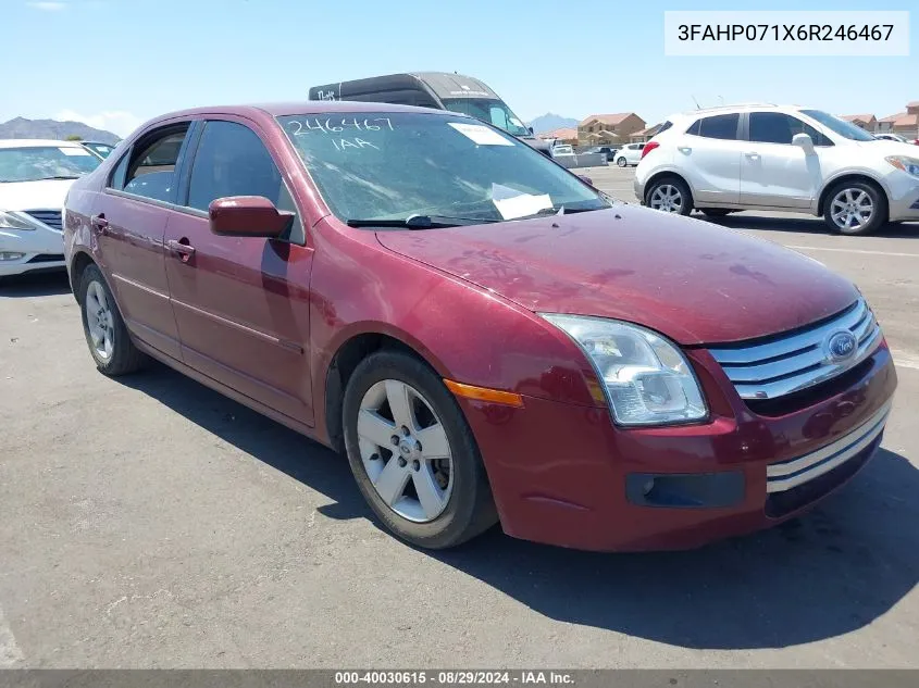 2006 Ford Fusion Se VIN: 3FAHP071X6R246467 Lot: 40030615