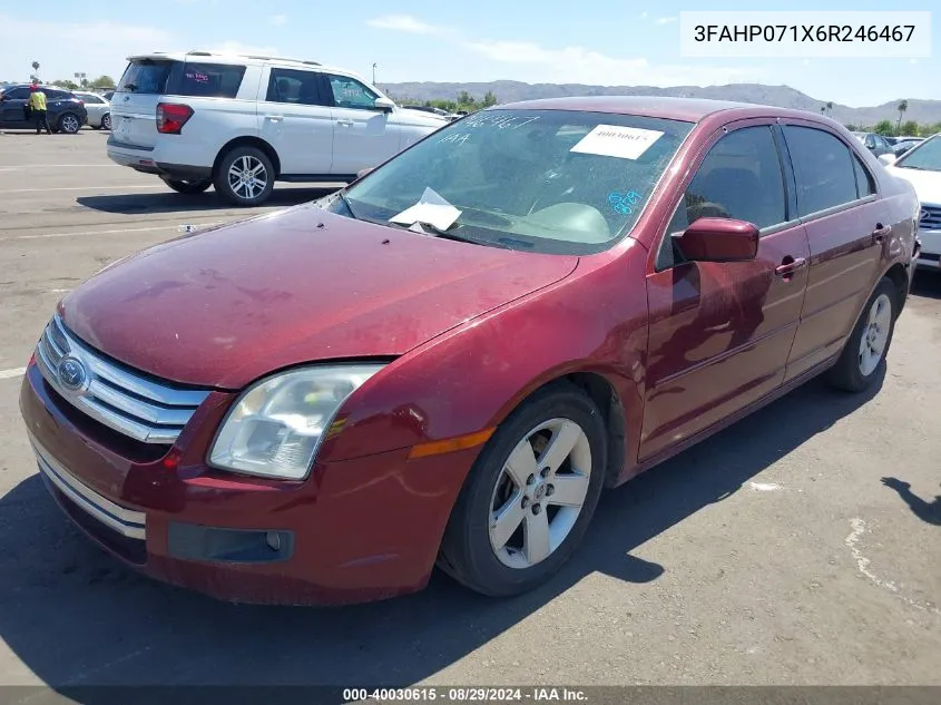 2006 Ford Fusion Se VIN: 3FAHP071X6R246467 Lot: 40030615