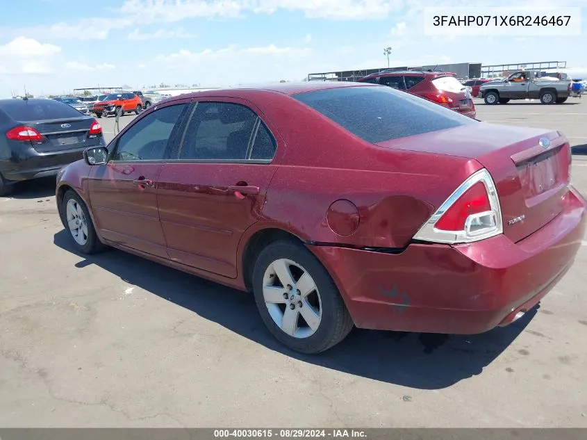 2006 Ford Fusion Se VIN: 3FAHP071X6R246467 Lot: 40030615