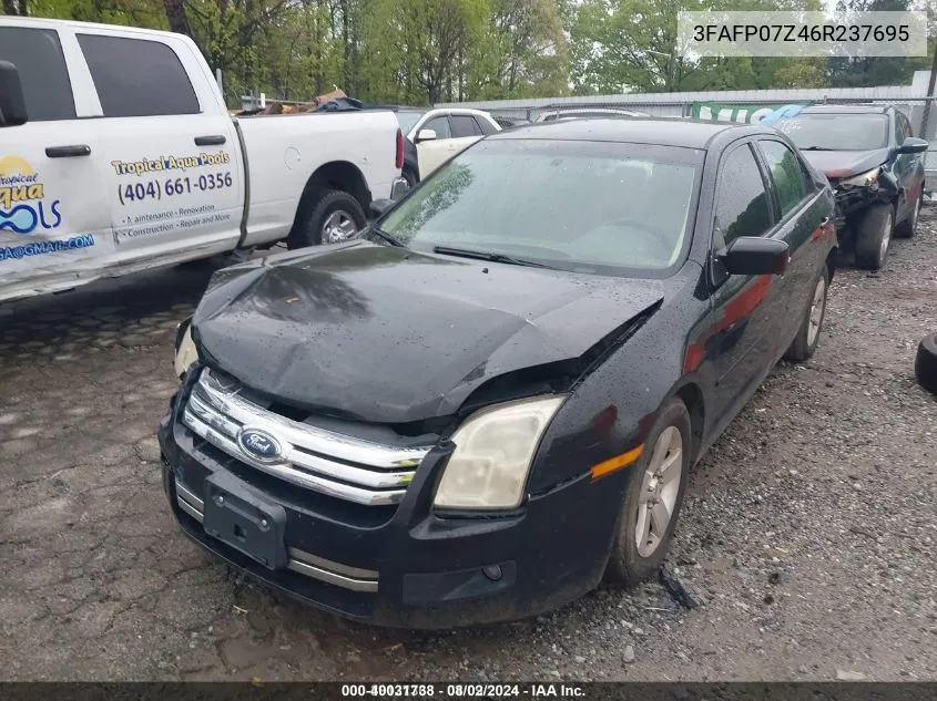 2006 Ford Fusion Se VIN: 3FAFP07Z46R237695 Lot: 40031738