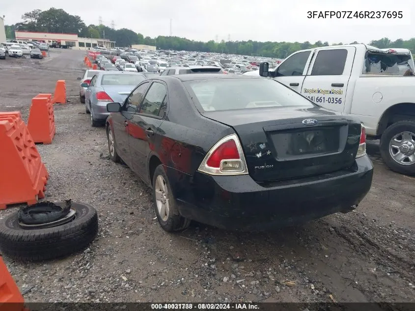 2006 Ford Fusion Se VIN: 3FAFP07Z46R237695 Lot: 40031738