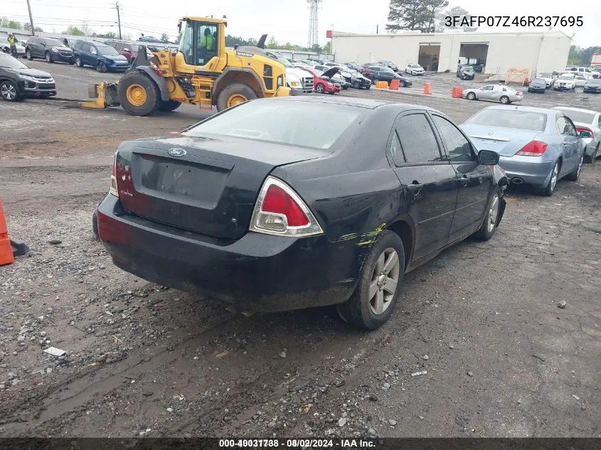 2006 Ford Fusion Se VIN: 3FAFP07Z46R237695 Lot: 40031738