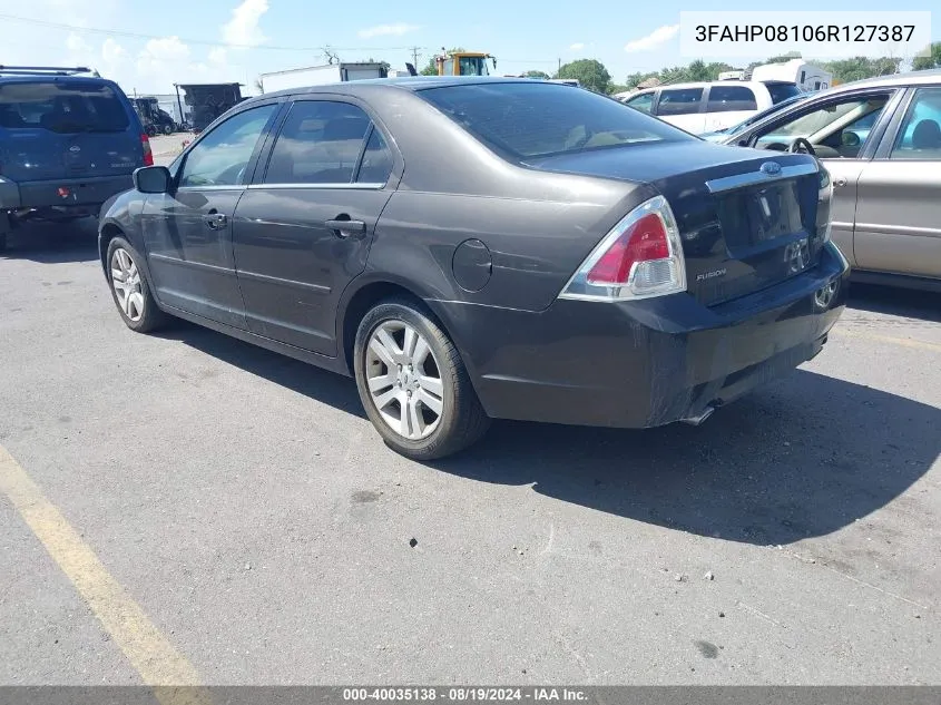 2006 Ford Fusion Sel VIN: 3FAHP08106R127387 Lot: 40035138