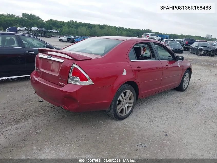 2006 Ford Fusion Sel VIN: 3FAHP08136R168483 Lot: 40067985