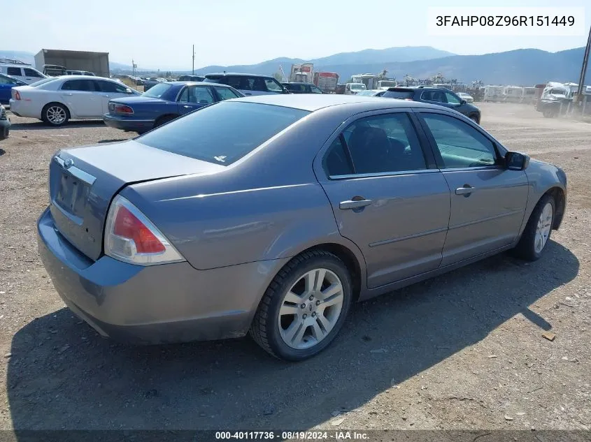 3FAHP08Z96R151449 2006 Ford Fusion Sel