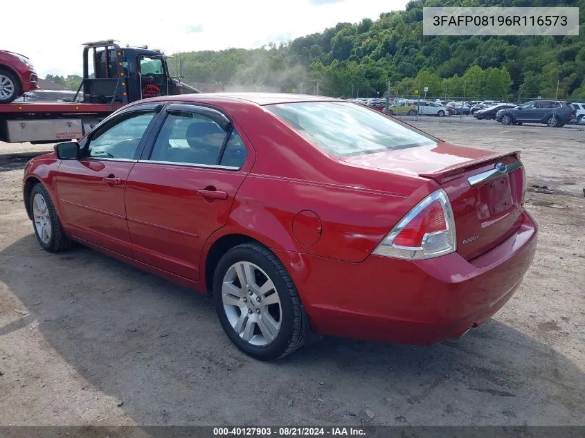 2006 Ford Fusion Sel VIN: 3FAFP08196R116573 Lot: 40127903