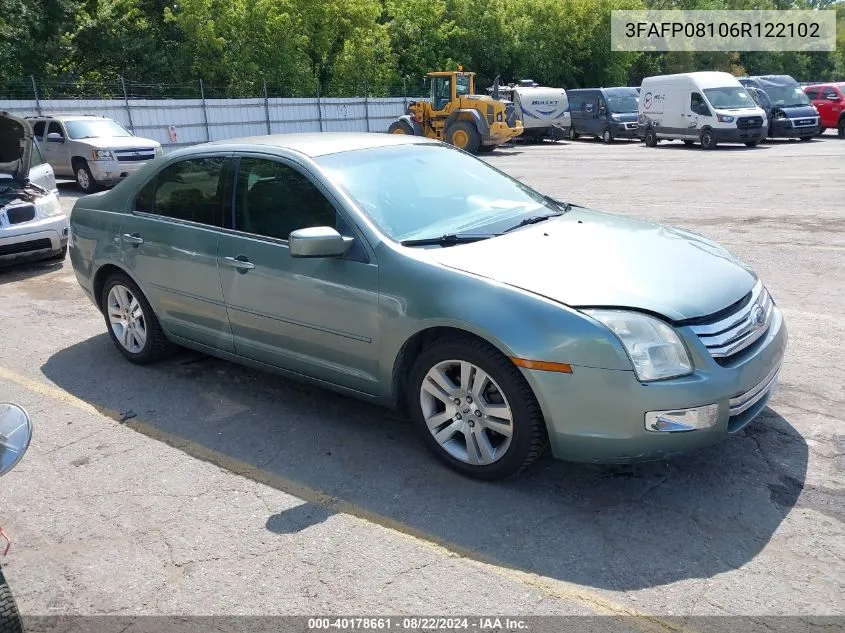 2006 Ford Fusion Sel VIN: 3FAFP08106R122102 Lot: 40178661