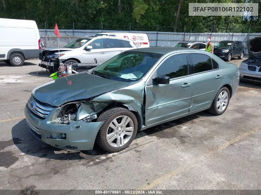 2006 Ford Fusion Sel VIN: 3FAFP08106R122102 Lot: 40178661