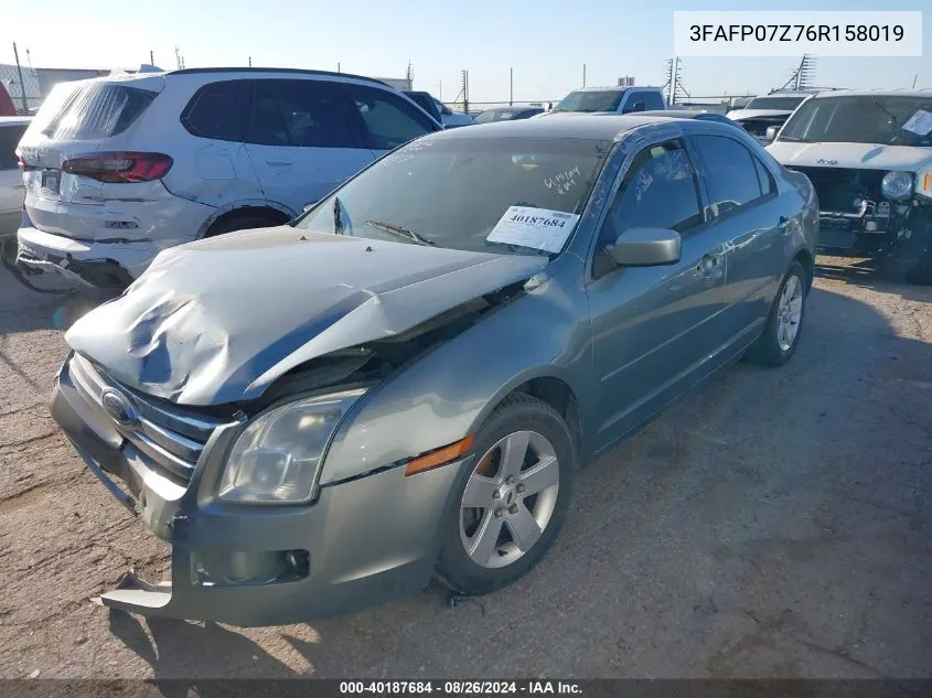 2006 Ford Fusion Se VIN: 3FAFP07Z76R158019 Lot: 40187684