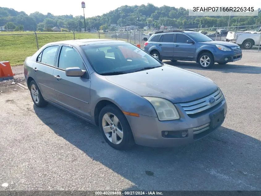 2006 Ford Fusion Se VIN: 3FAHP07166R226345 Lot: 40209489