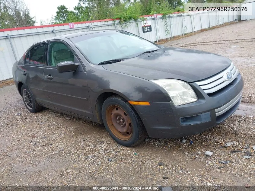 2006 Ford Fusion Se VIN: 3FAFP07Z96R250376 Lot: 40225041