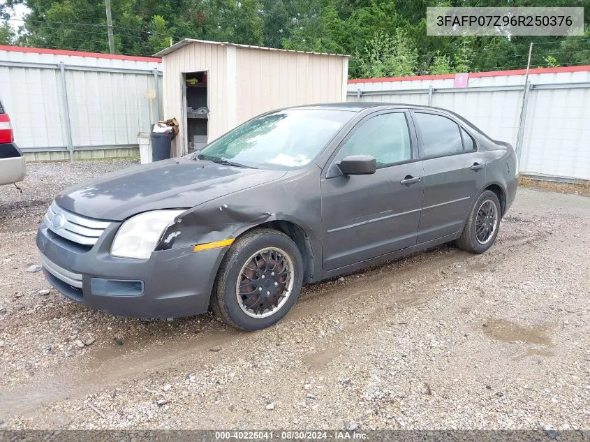 2006 Ford Fusion Se VIN: 3FAFP07Z96R250376 Lot: 40225041