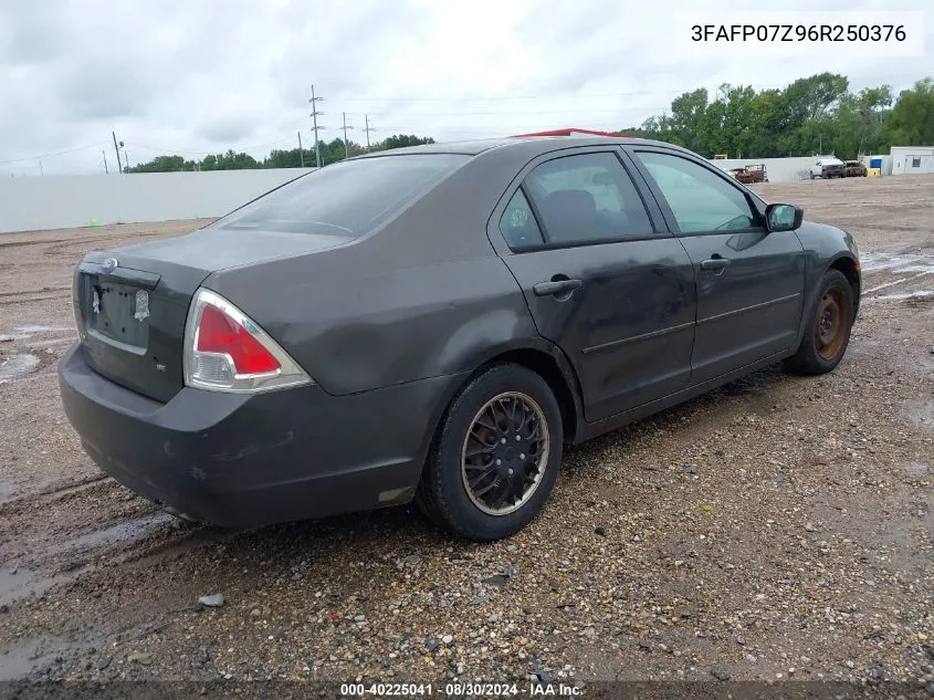 2006 Ford Fusion Se VIN: 3FAFP07Z96R250376 Lot: 40225041