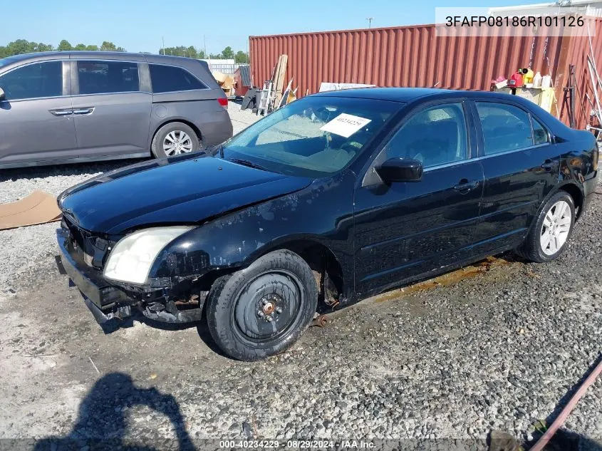 2006 Ford Fusion Sel VIN: 3FAFP08186R101126 Lot: 40234229