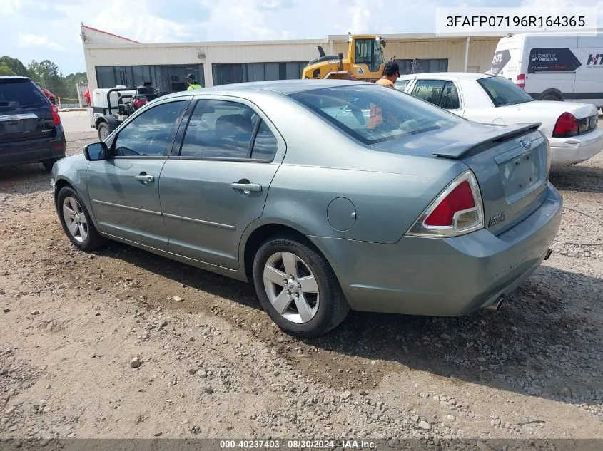 2006 Ford Fusion Se VIN: 3FAFP07196R164365 Lot: 40237403