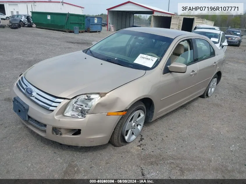 2006 Ford Fusion Se VIN: 3FAHP07196R107771 Lot: 40240304