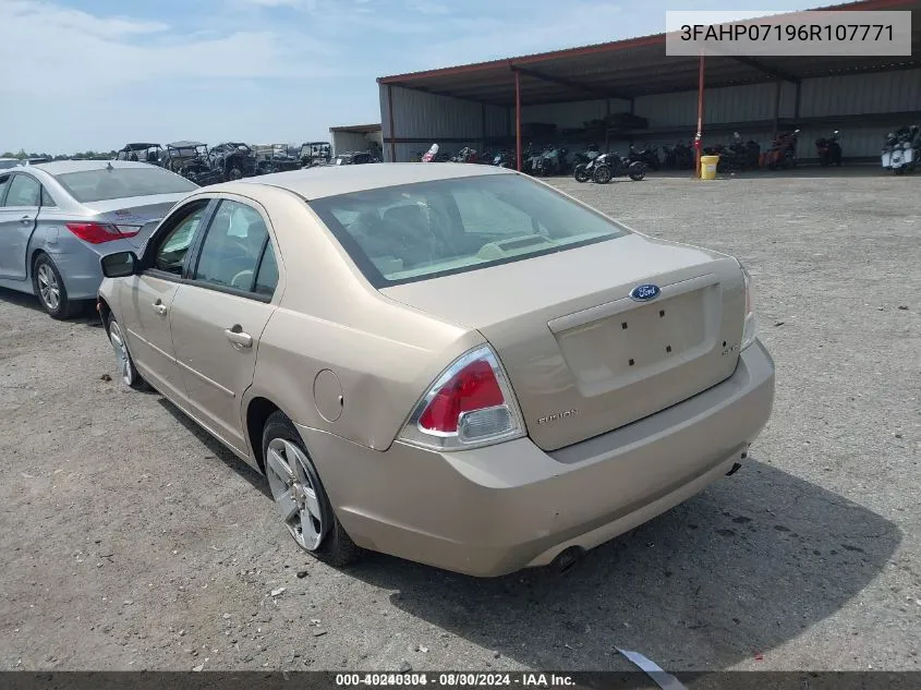 2006 Ford Fusion Se VIN: 3FAHP07196R107771 Lot: 40240304