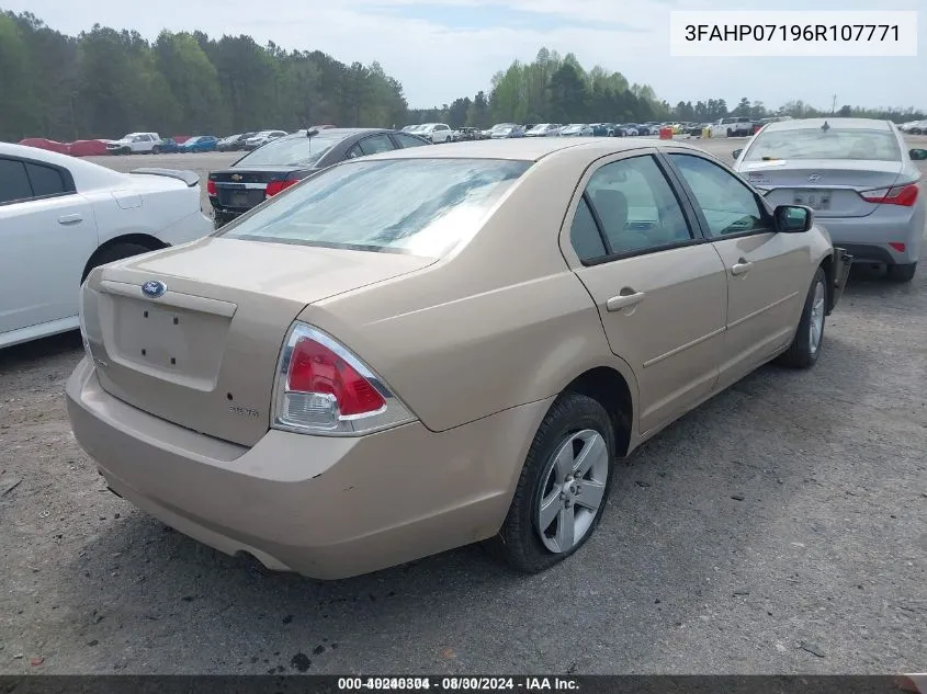 2006 Ford Fusion Se VIN: 3FAHP07196R107771 Lot: 40240304