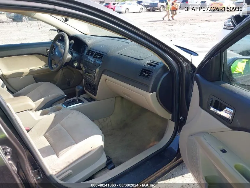 2006 Ford Fusion Se VIN: 3FAFP07Z26R150930 Lot: 40241863