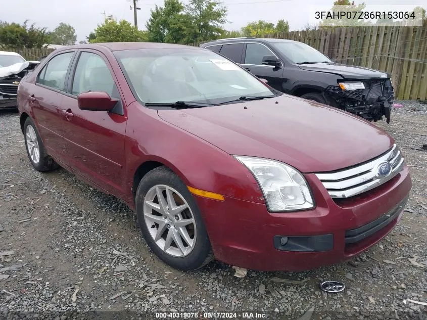 2006 Ford Fusion Se VIN: 3FAHP07Z86R153064 Lot: 40319078