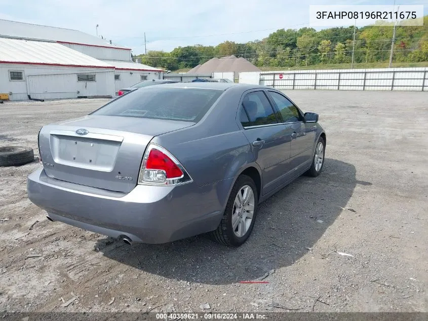 2006 Ford Fusion Sel VIN: 3FAHP08196R211675 Lot: 40359621