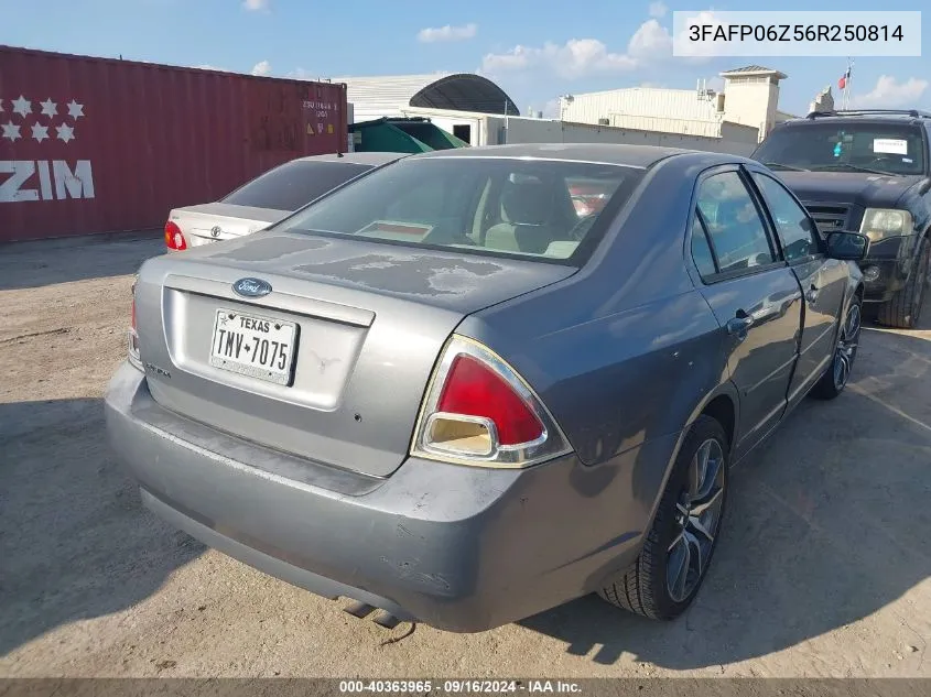 2006 Ford Fusion S VIN: 3FAFP06Z56R250814 Lot: 40363965