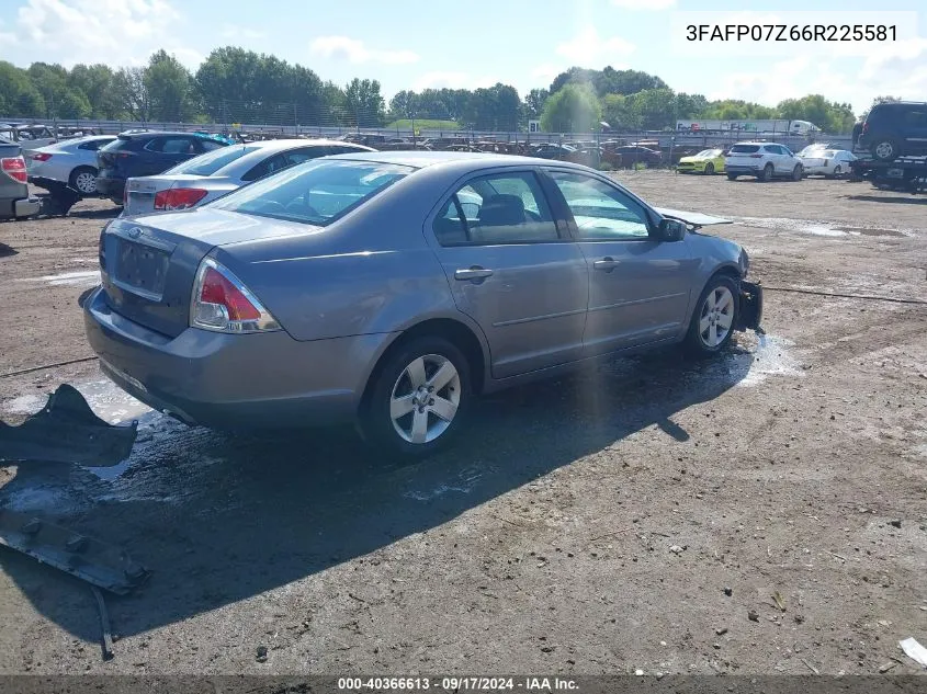 2006 Ford Fusion Se VIN: 3FAFP07Z66R225581 Lot: 40366613