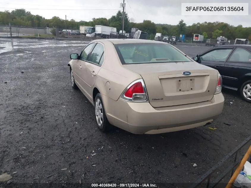 2006 Ford Fusion S VIN: 3FAFP06Z06R135604 Lot: 40369420