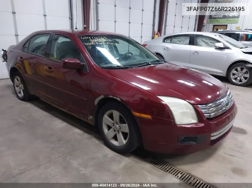 2006 Ford Fusion Se VIN: 3FAFP07Z66R226195 Lot: 40414123