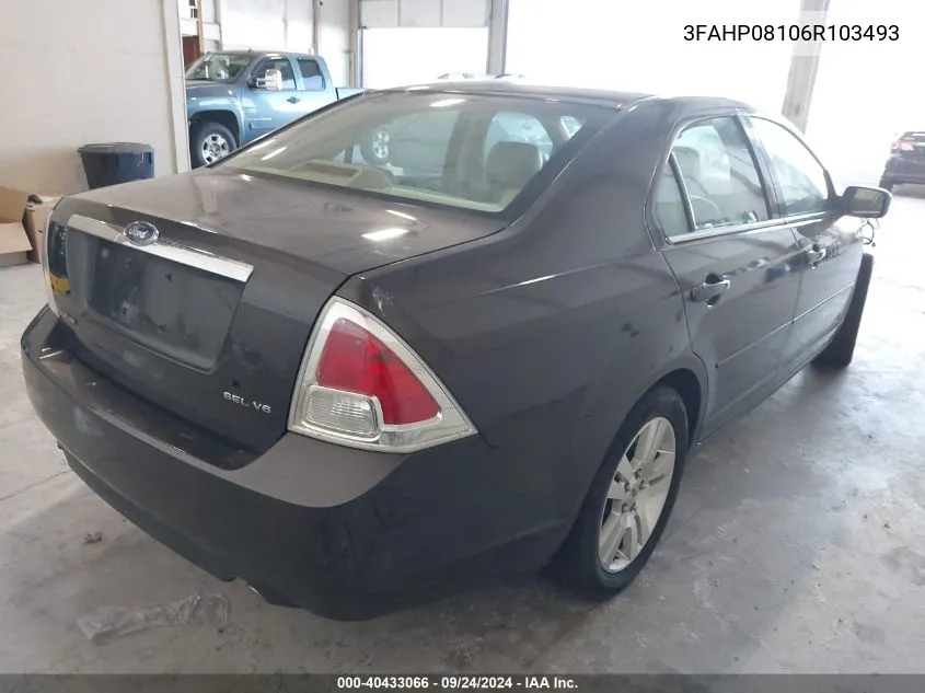 2006 Ford Fusion Sel VIN: 3FAHP08106R103493 Lot: 40433066