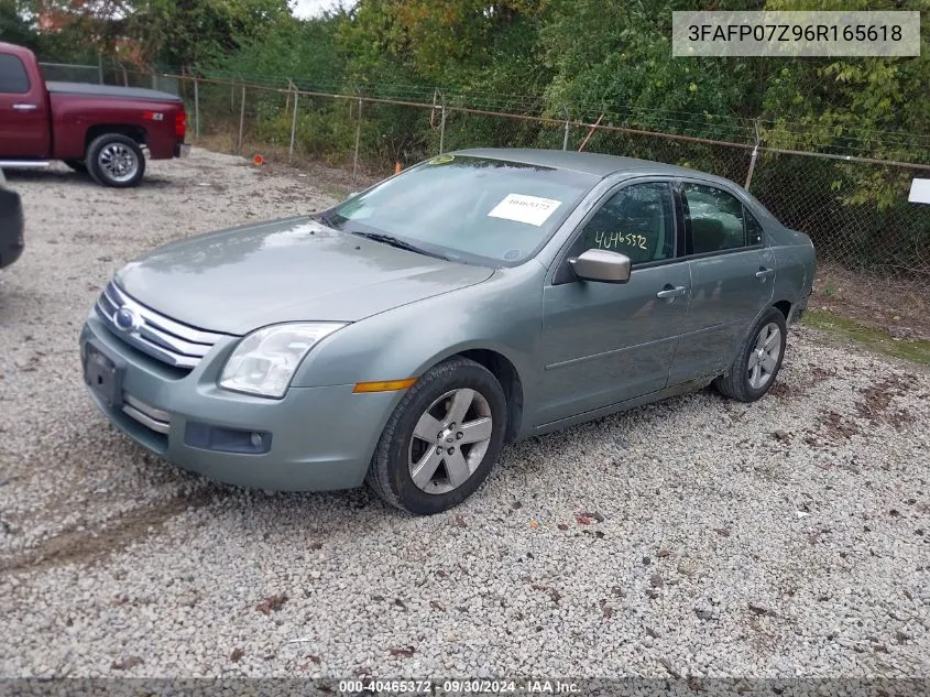 2006 Ford Fusion Se VIN: 3FAFP07Z96R165618 Lot: 40465372