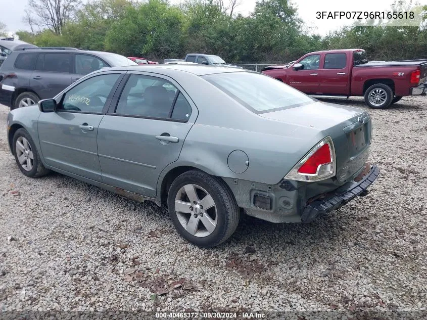 2006 Ford Fusion Se VIN: 3FAFP07Z96R165618 Lot: 40465372