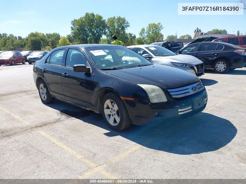 2006 Ford Fusion Se VIN: 3FAFP07Z16R184390 Lot: 40466601