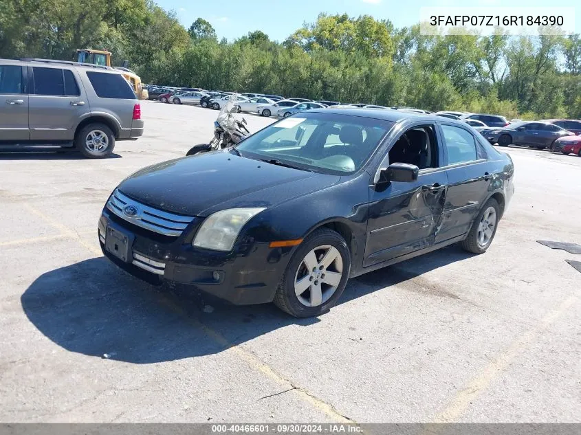 2006 Ford Fusion Se VIN: 3FAFP07Z16R184390 Lot: 40466601