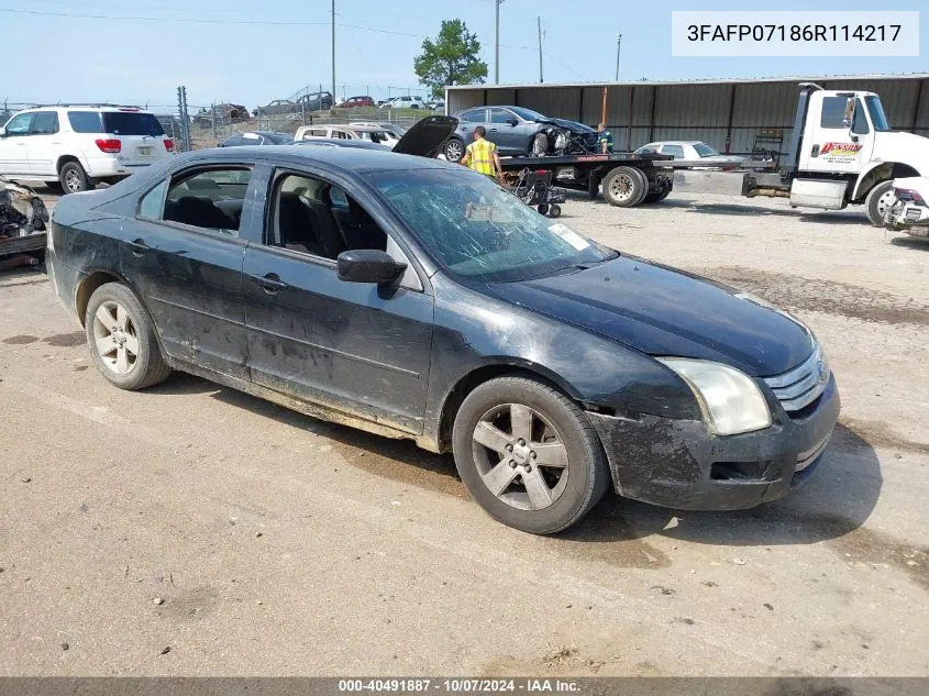 2006 Ford Fusion Se VIN: 3FAFP07186R114217 Lot: 40491887