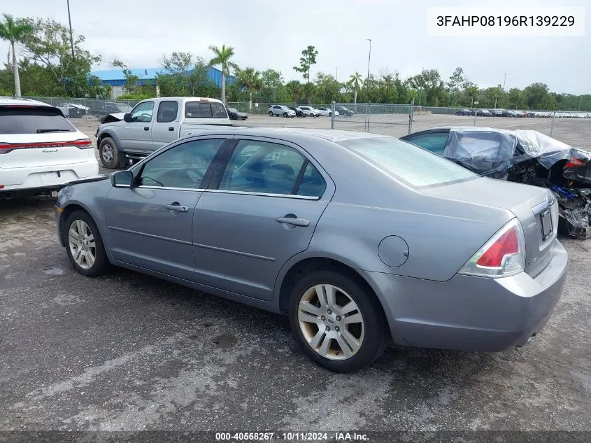 2006 Ford Fusion Sel VIN: 3FAHP08196R139229 Lot: 40558267