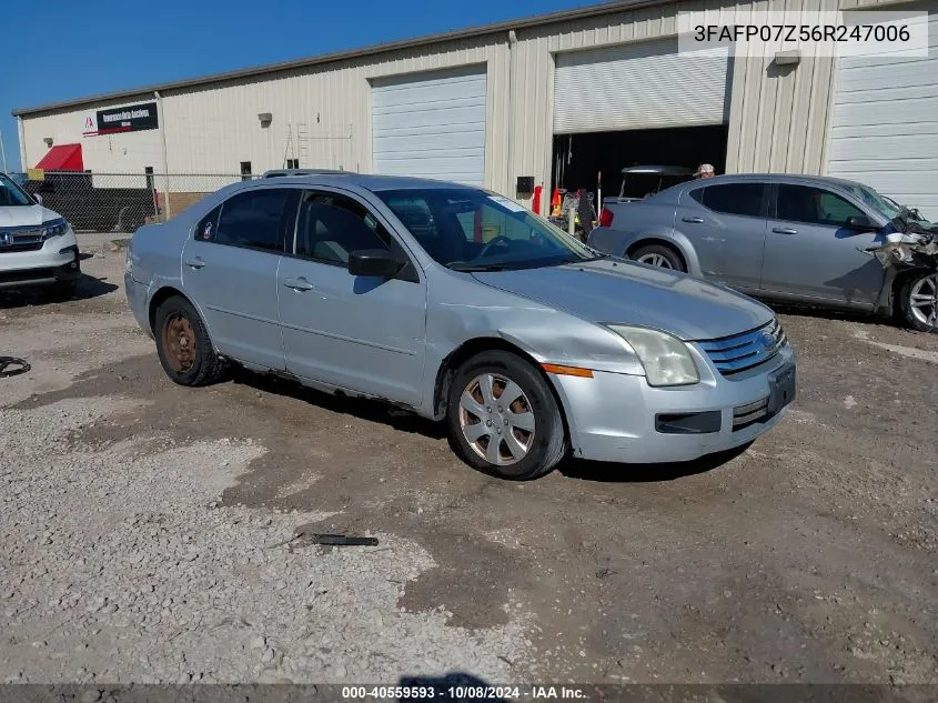 2006 Ford Fusion Se VIN: 3FAFP07Z56R247006 Lot: 40559593