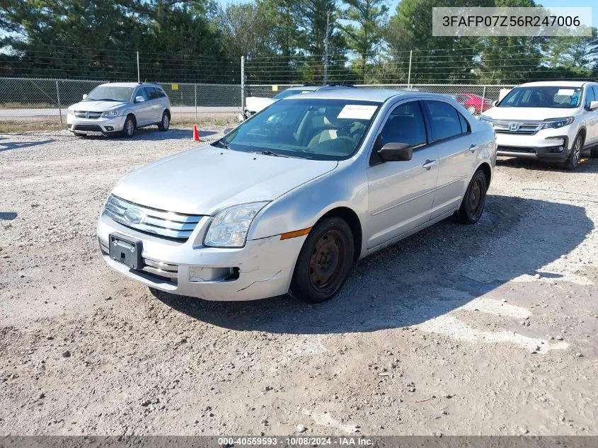 2006 Ford Fusion Se VIN: 3FAFP07Z56R247006 Lot: 40559593