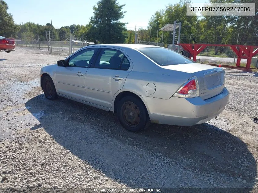 2006 Ford Fusion Se VIN: 3FAFP07Z56R247006 Lot: 40559593