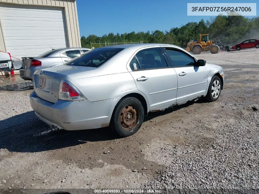 2006 Ford Fusion Se VIN: 3FAFP07Z56R247006 Lot: 40559593