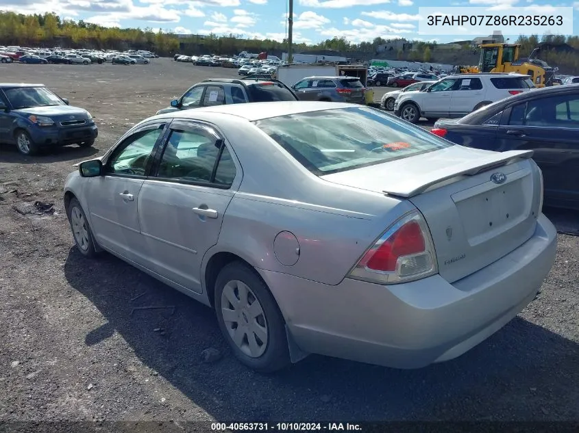 2006 Ford Fusion Se VIN: 3FAHP07Z86R235263 Lot: 40563731